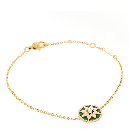 Christian Dior 18K Yellow Gold Diamond Malachite Rose Des Vents Bracelet 1 of 4