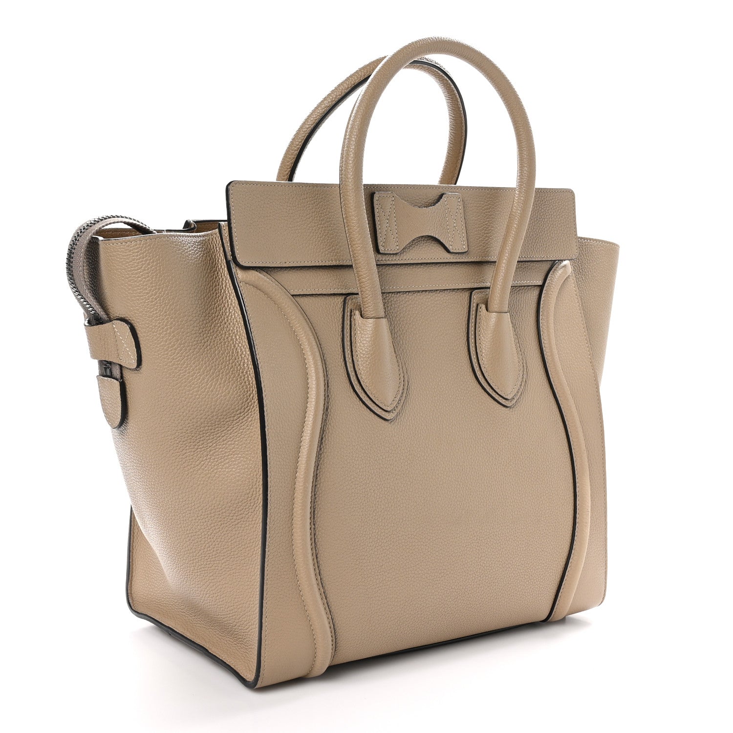 Celine Drummed Calfskin Mini Luggage Dune 3 of 11
