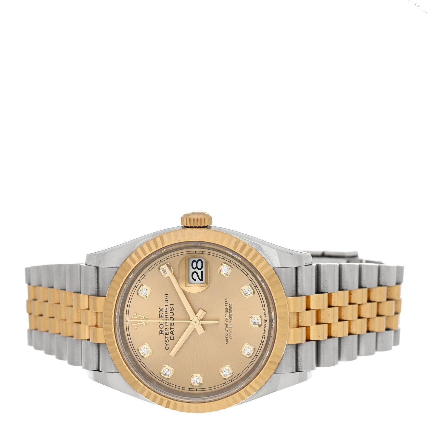 Stainless Steel 18K Yellow Gold Diamond 36mm Oyster Perpetual Datejust Watch Champagne 126233