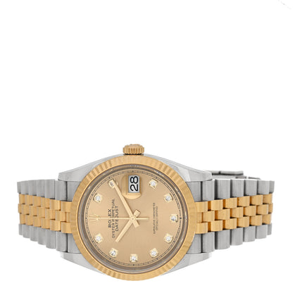 Rolex Stainless Steel 18K Yellow Gold Diamond 36mm Oyster Perpetual Datejust Watch Champagne 126233 2 of 5