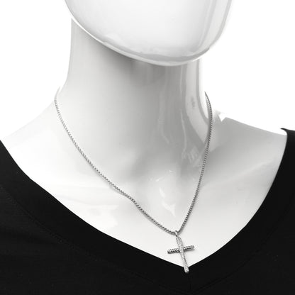 David Yurman Sterling Silver Diamond 35mm Crossover Cross Necklace 2 of 6