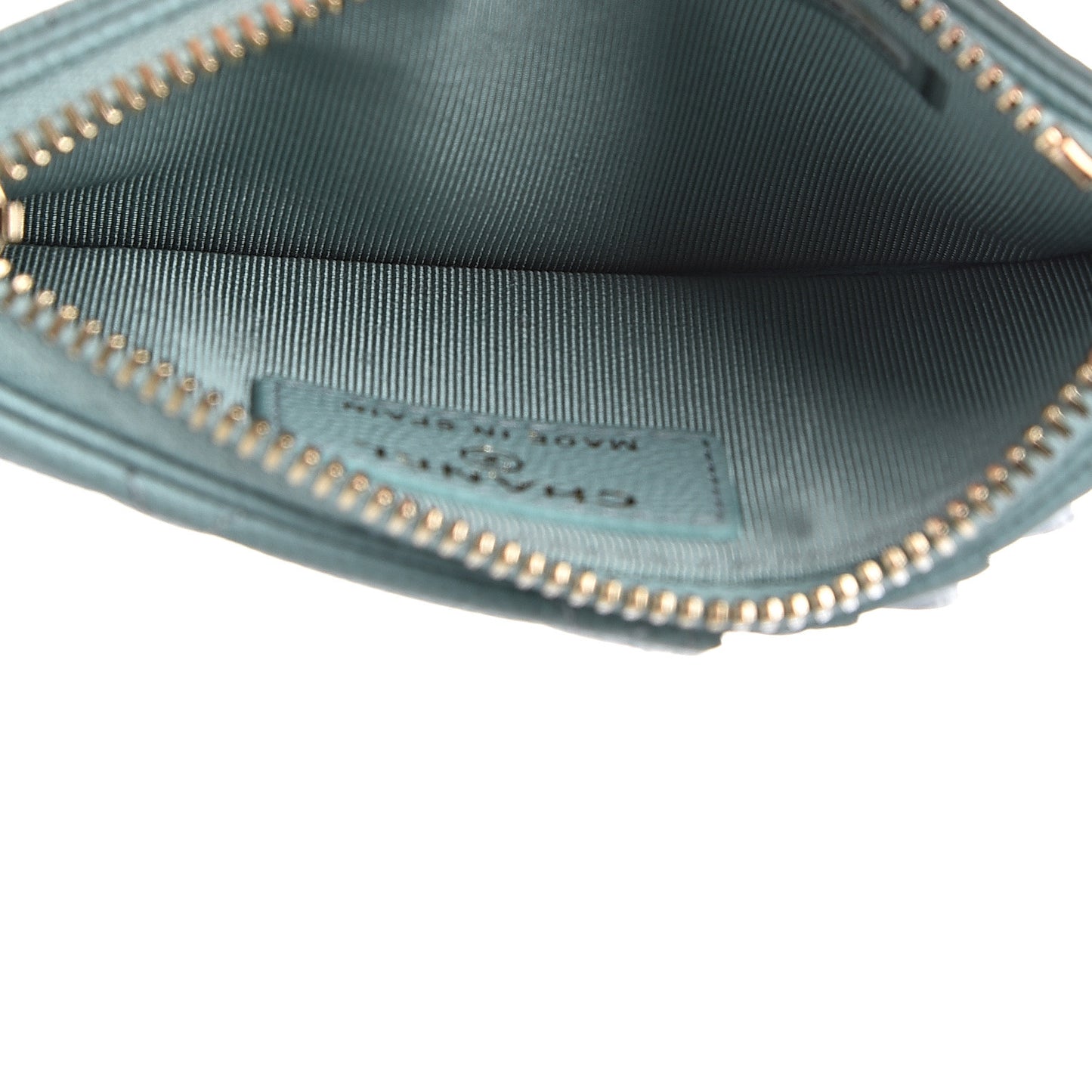 Caviar Quilted Flap Zip Card Holder Light Blue