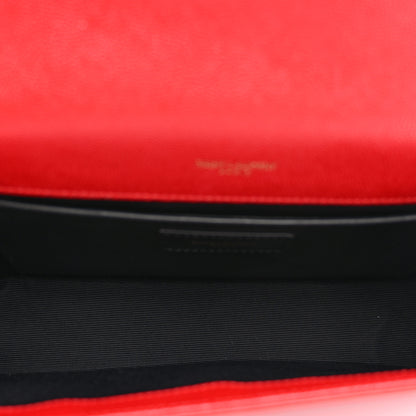 Saint Laurent Grain De Poudre Medium Monogram Kate Satchel Red 5 of 11