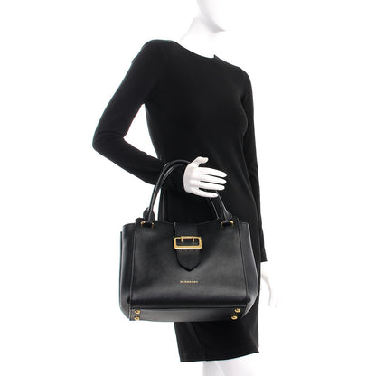 Burberry Soft Grain Calfskin Medium Buckle Tote Black 4 of 10