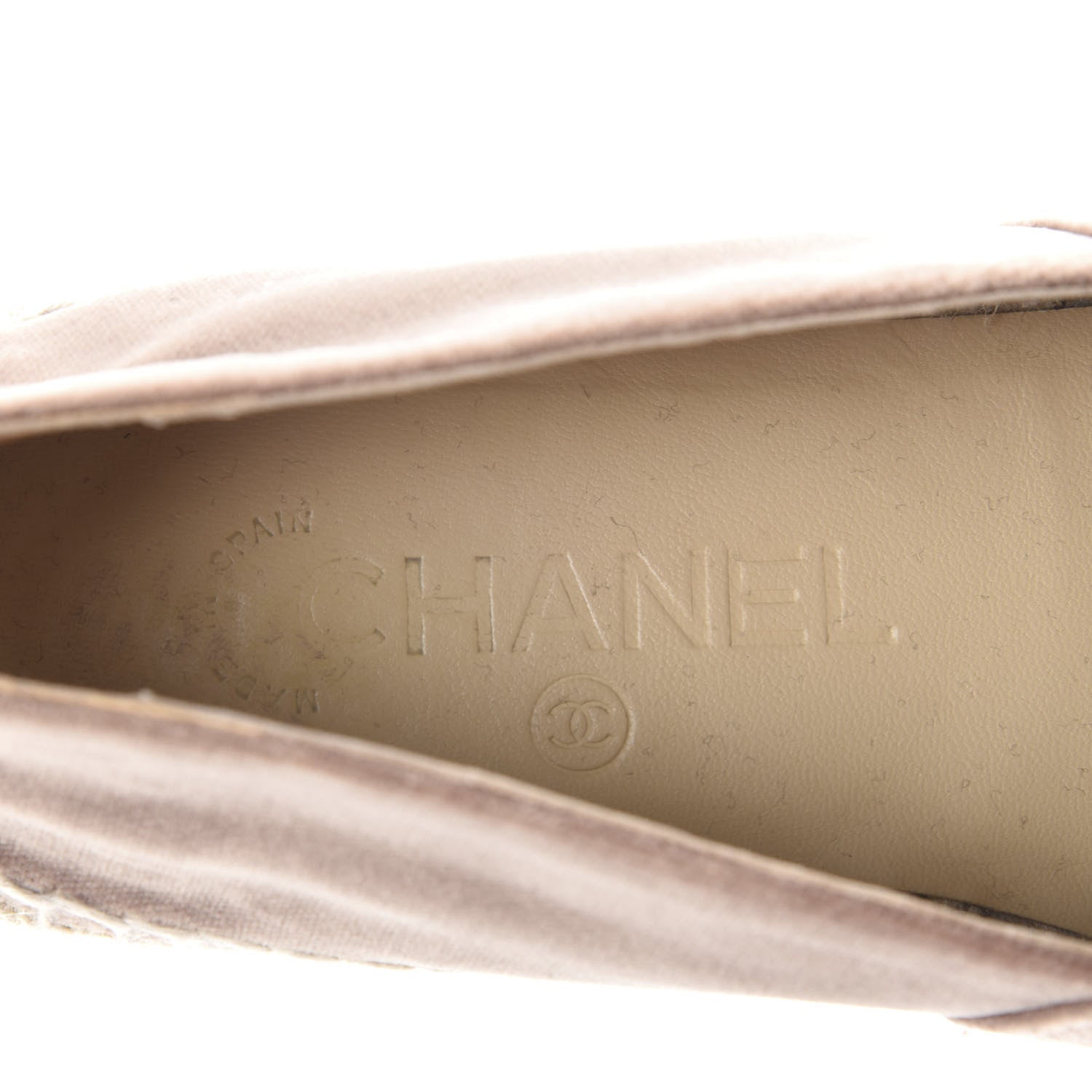 Chanel Velvet Logo Espadrilles 37 Beige Black 6 of 9