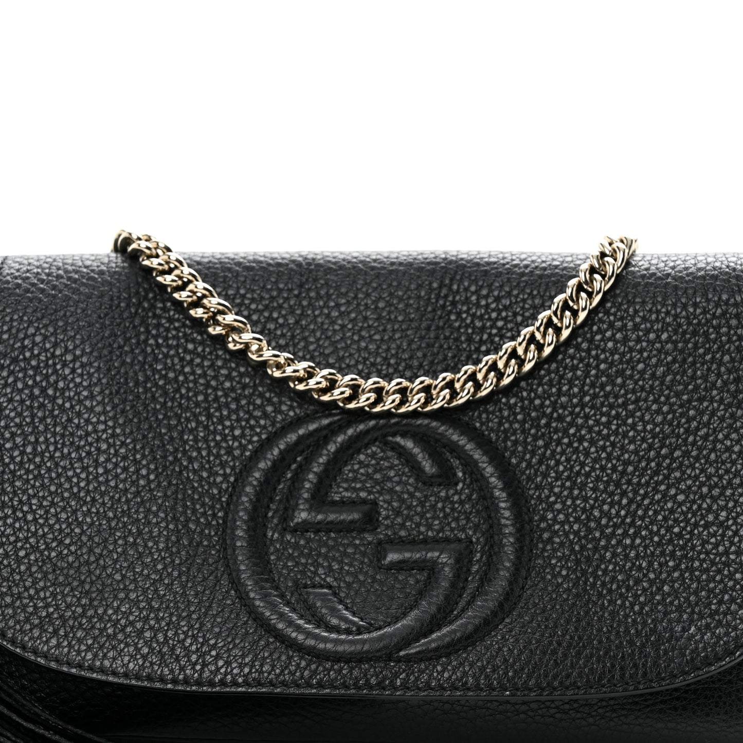 Pebbled Calfskin Medium Soho Flap Crossbody Black