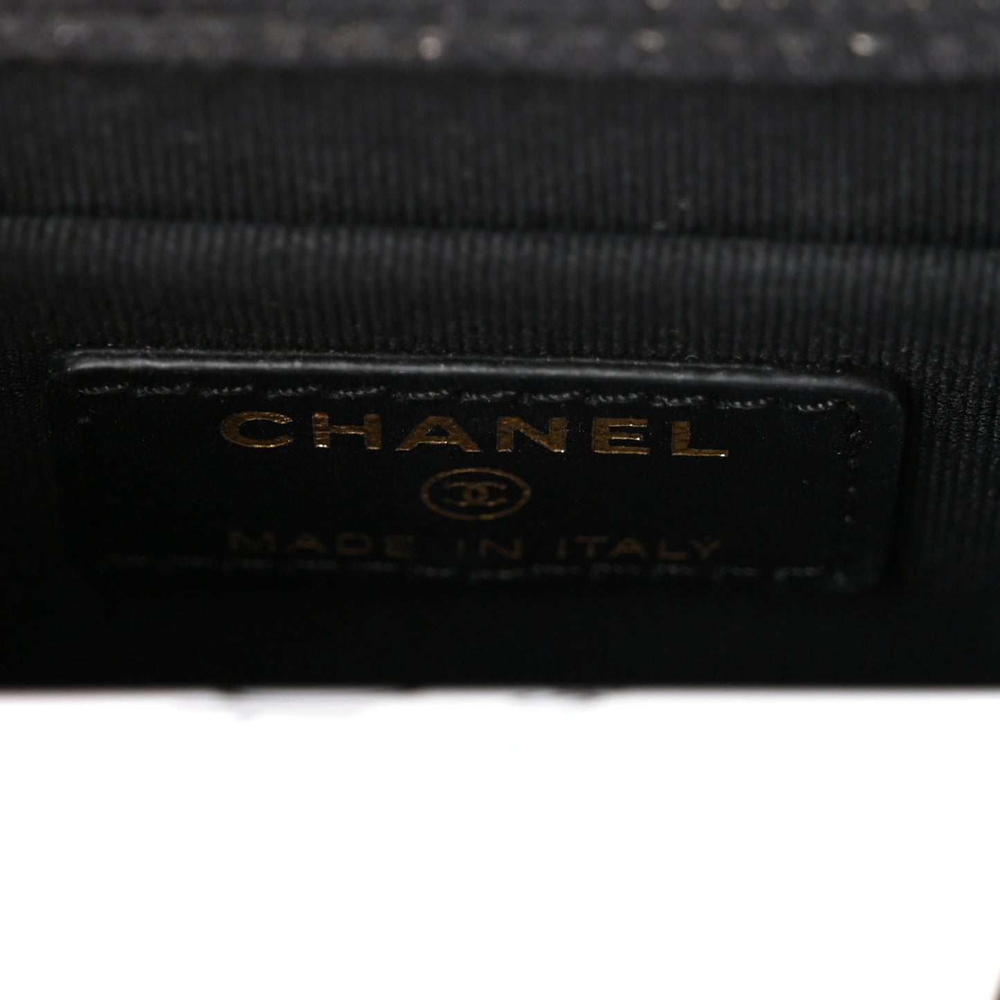 Denim Quilted Double You Card Holder On Chain Black Golden