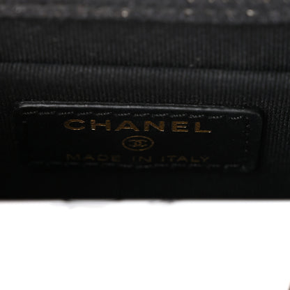 Chanel Denim Quilted Double You Card Holder On Chain Black Golden 6 of 10