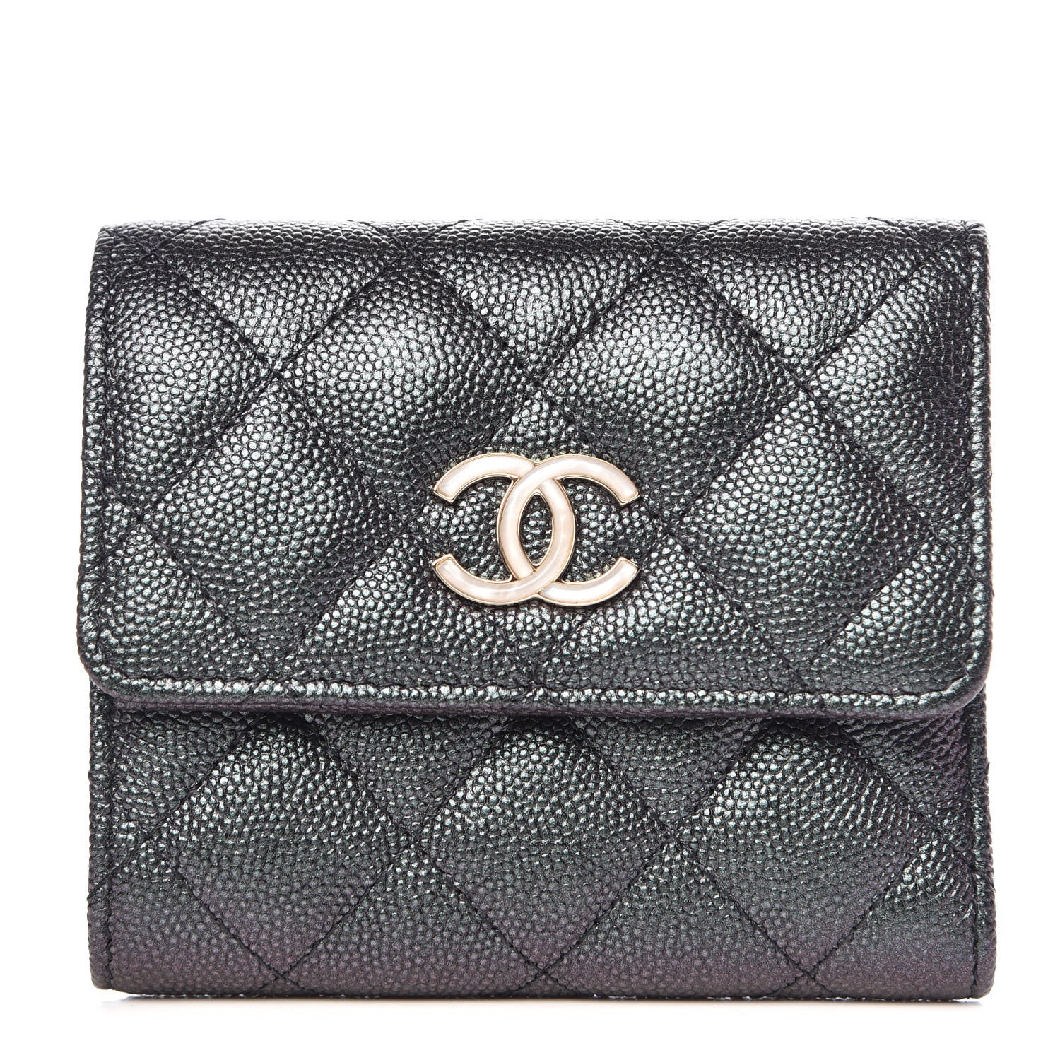 Chanel Iridescent Caviar Quilted Small Flap Wallet Black 1 of 9