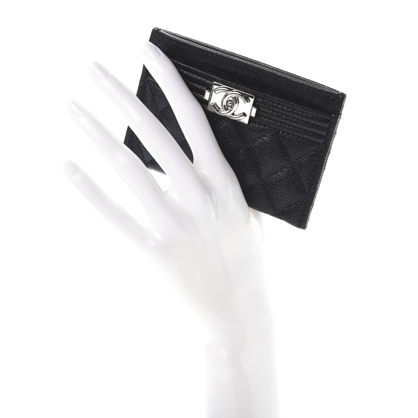 Caviar Quilted Boy Card Holder Black