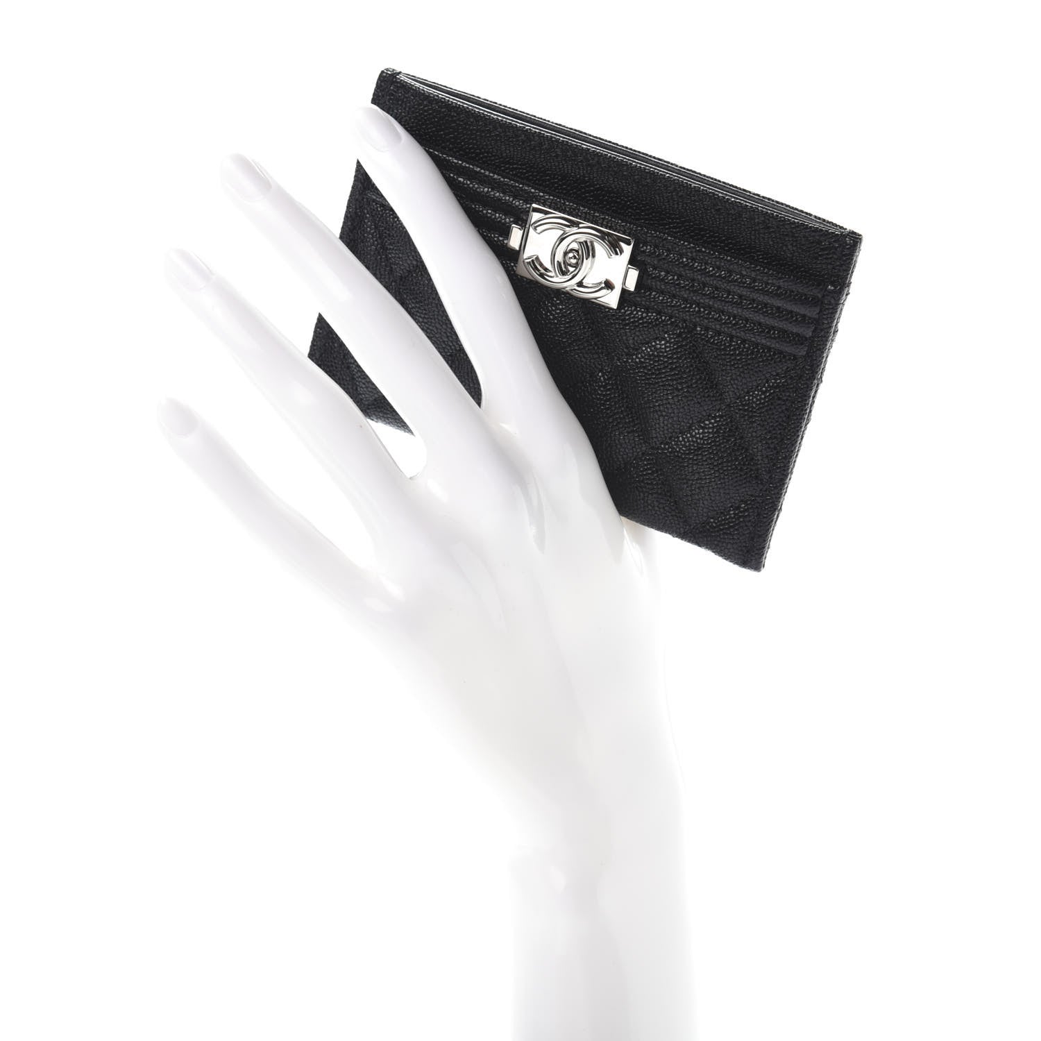 Chanel Caviar Quilted Boy Card Holder Black 2 of 8