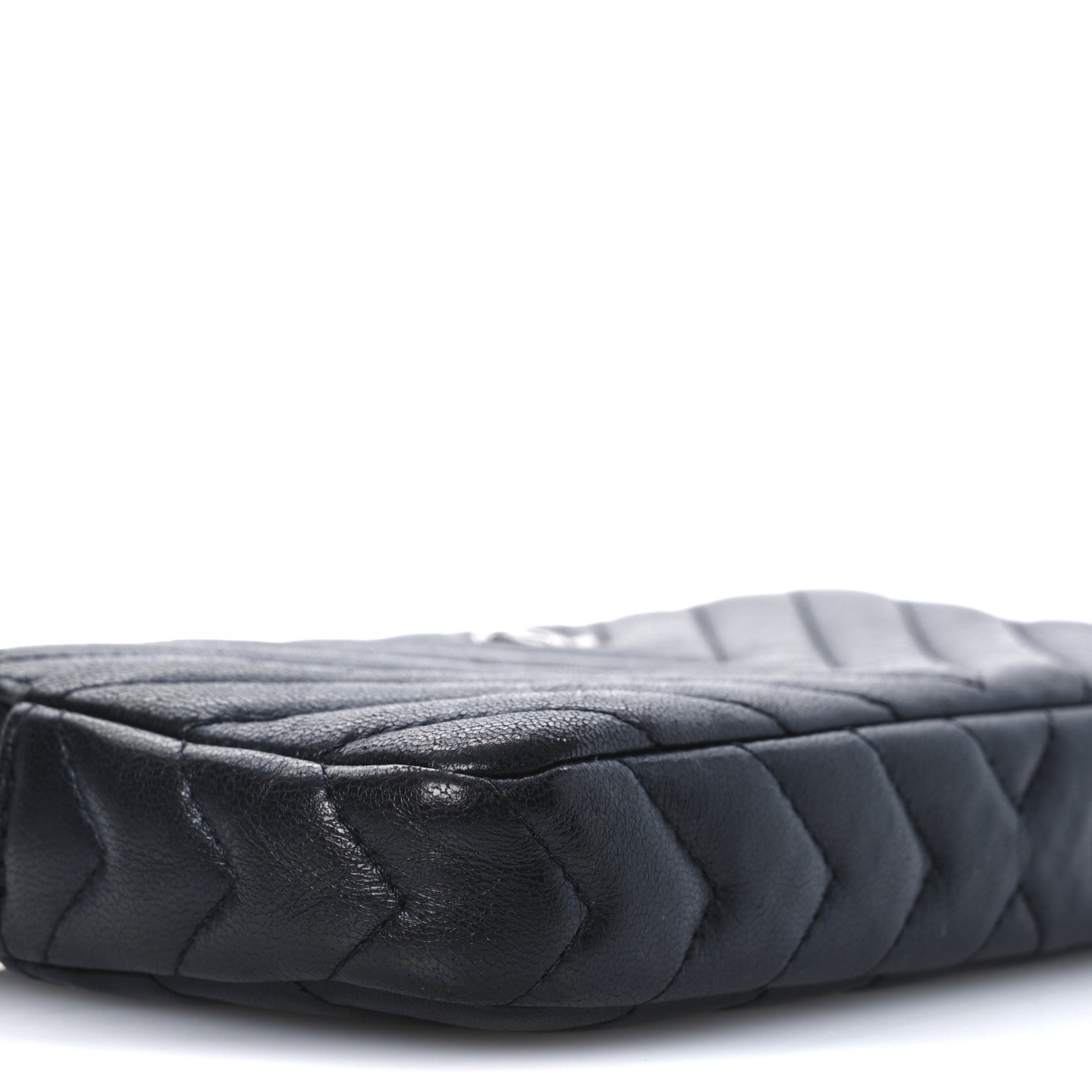 Chanel Lambskin Chevron Quilted Small Clutch With Chain Black 12 of 15