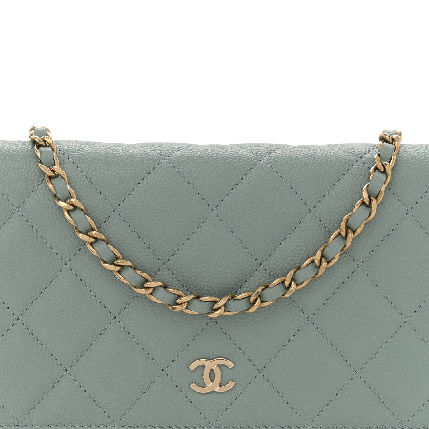 Chanel Caviar Quilted Wallet on Chain WOC Light Blue 8 of 10