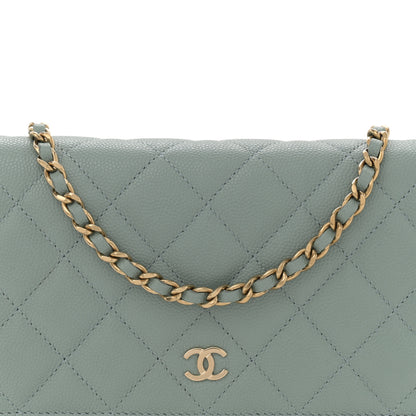 Chanel Caviar Quilted Wallet on Chain WOC Light Blue 8 of 10