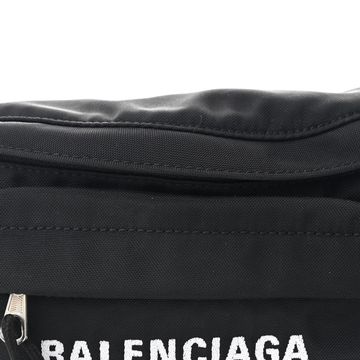 Balenciaga Sport Nylon Logo Embroidered Wheel Belt Bag Black White 7 of 9
