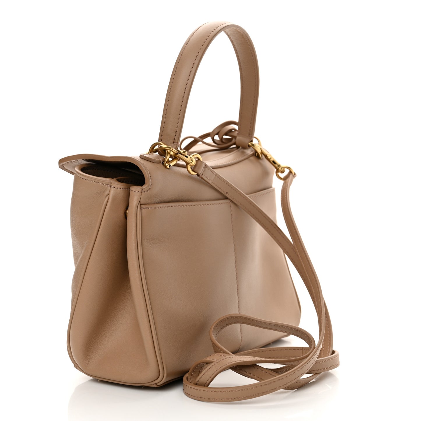 Natural Smooth Calfskin Mini Rodeo Top Handle Handbag Latte