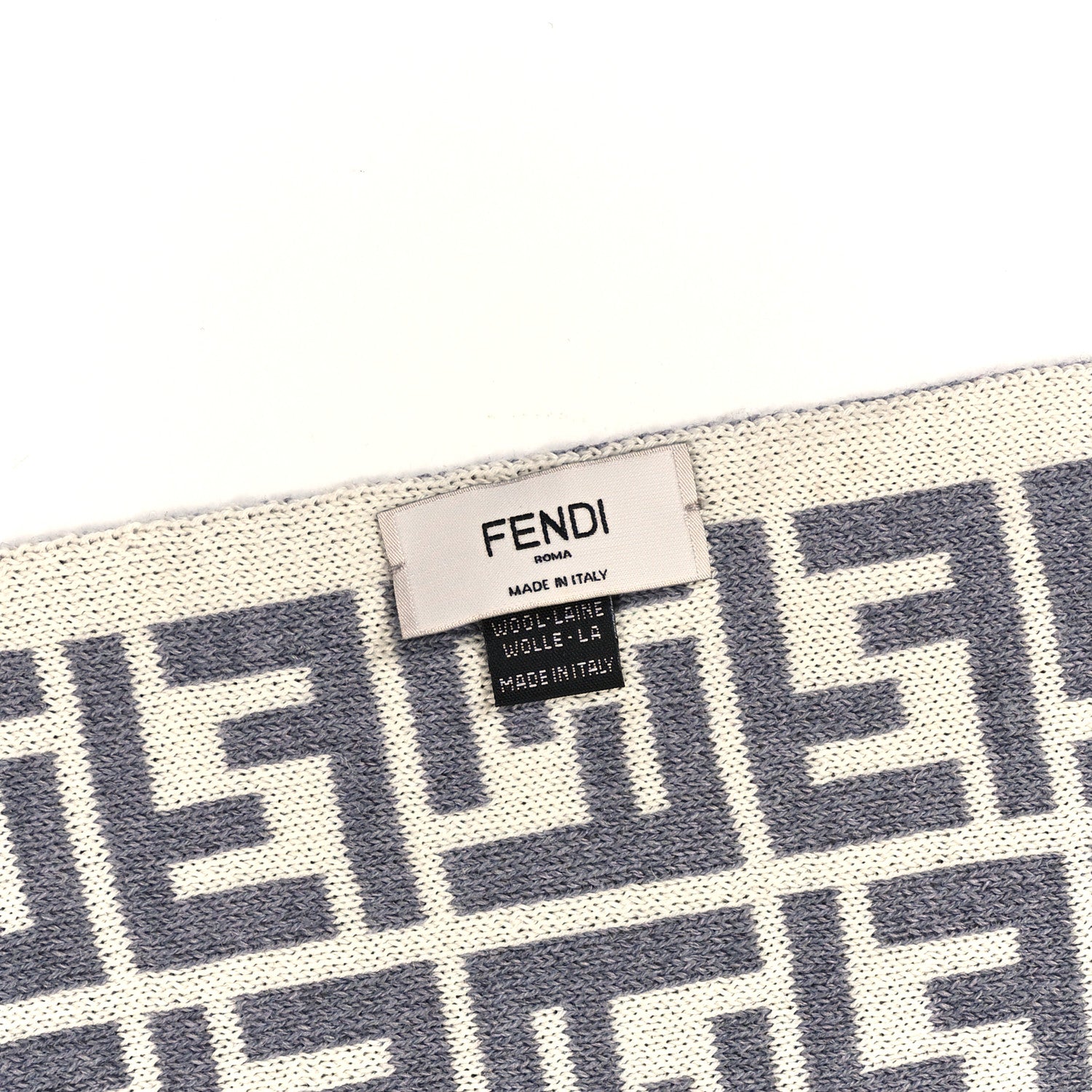 Fendi Wool FF Scarf White Grey 3 of 3