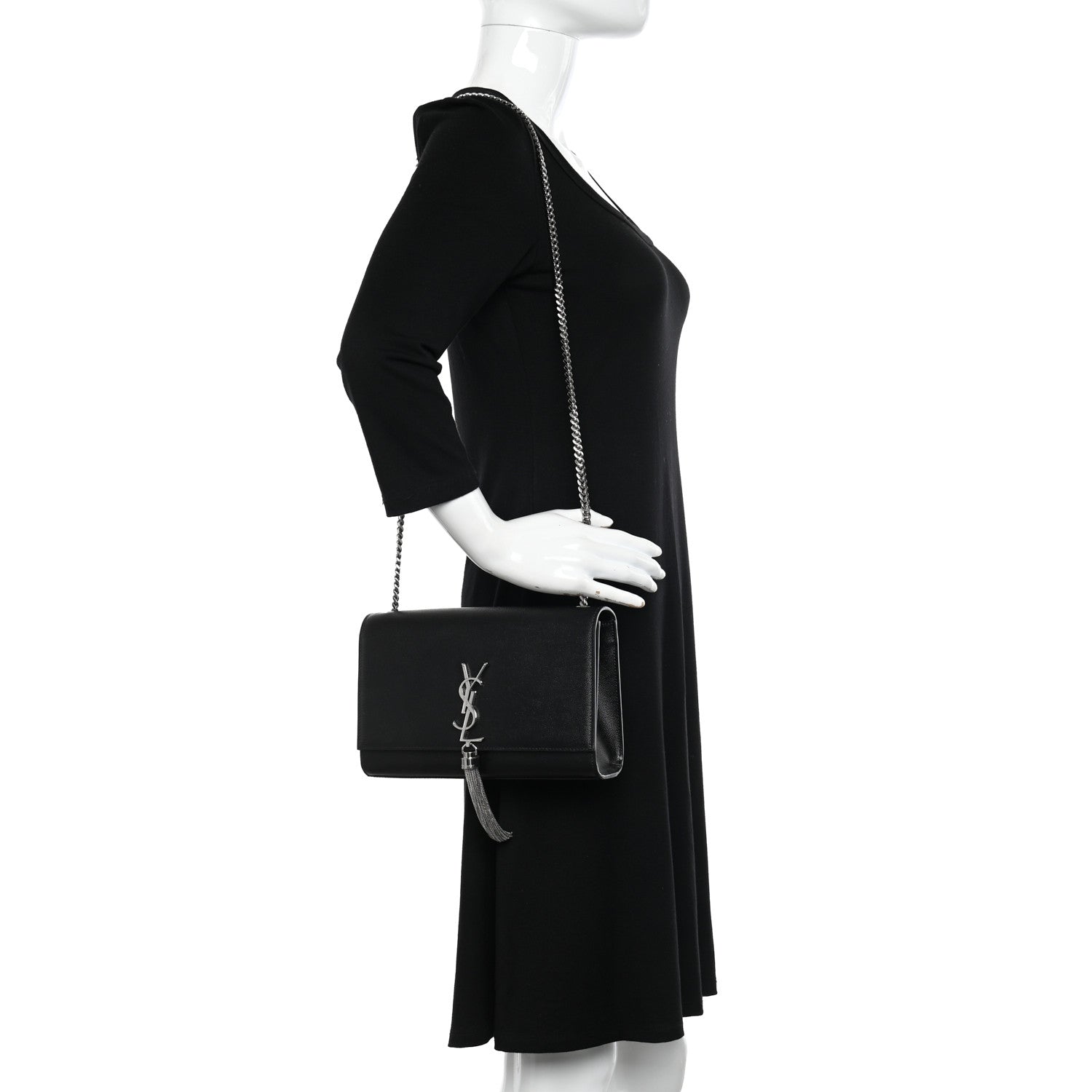 Saint Laurent Smooth Calfskin Medium Classic Monogram Kate Tassel Satchel Black 2 of 11