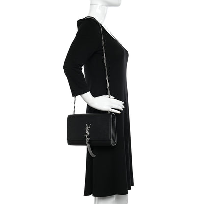 Saint Laurent Smooth Calfskin Medium Classic Monogram Kate Tassel Satchel Black 2 of 11