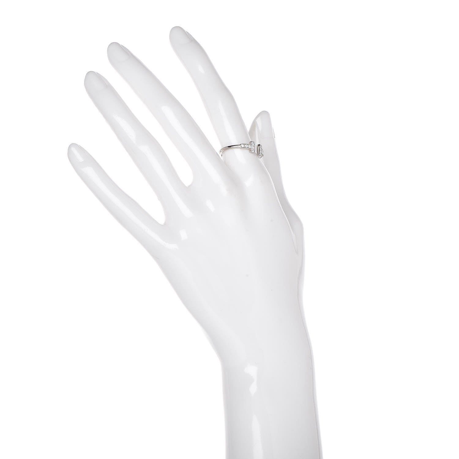 Tiffany 18K White Gold Diamond T Wire Ring 52 6 2 of 5