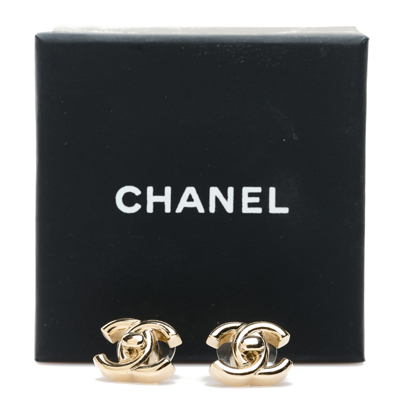 Metal CC Turnlock Earrings Gold