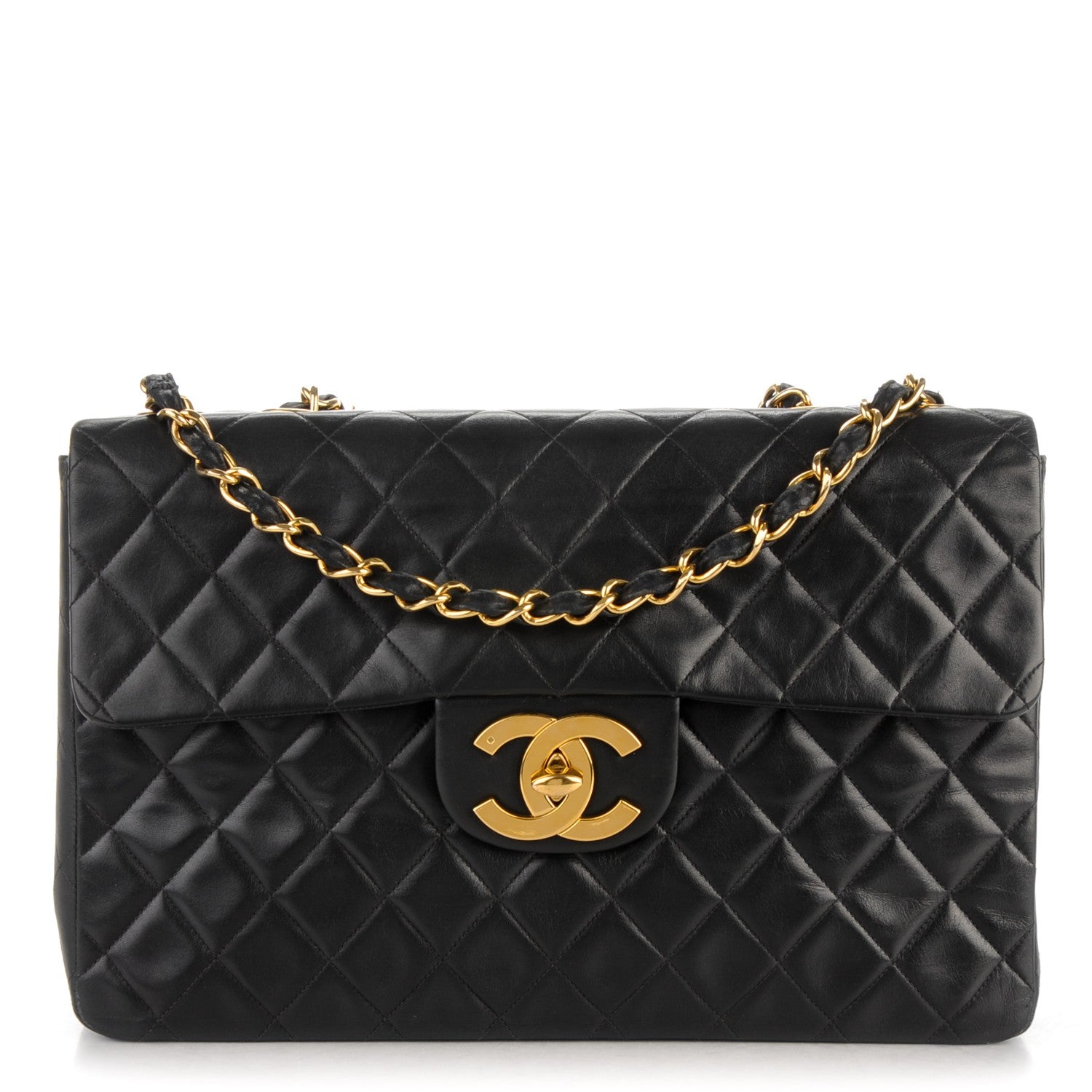 Chanel Lambskin Quilted XL Jumbo Single Flap Black 1 of 12
