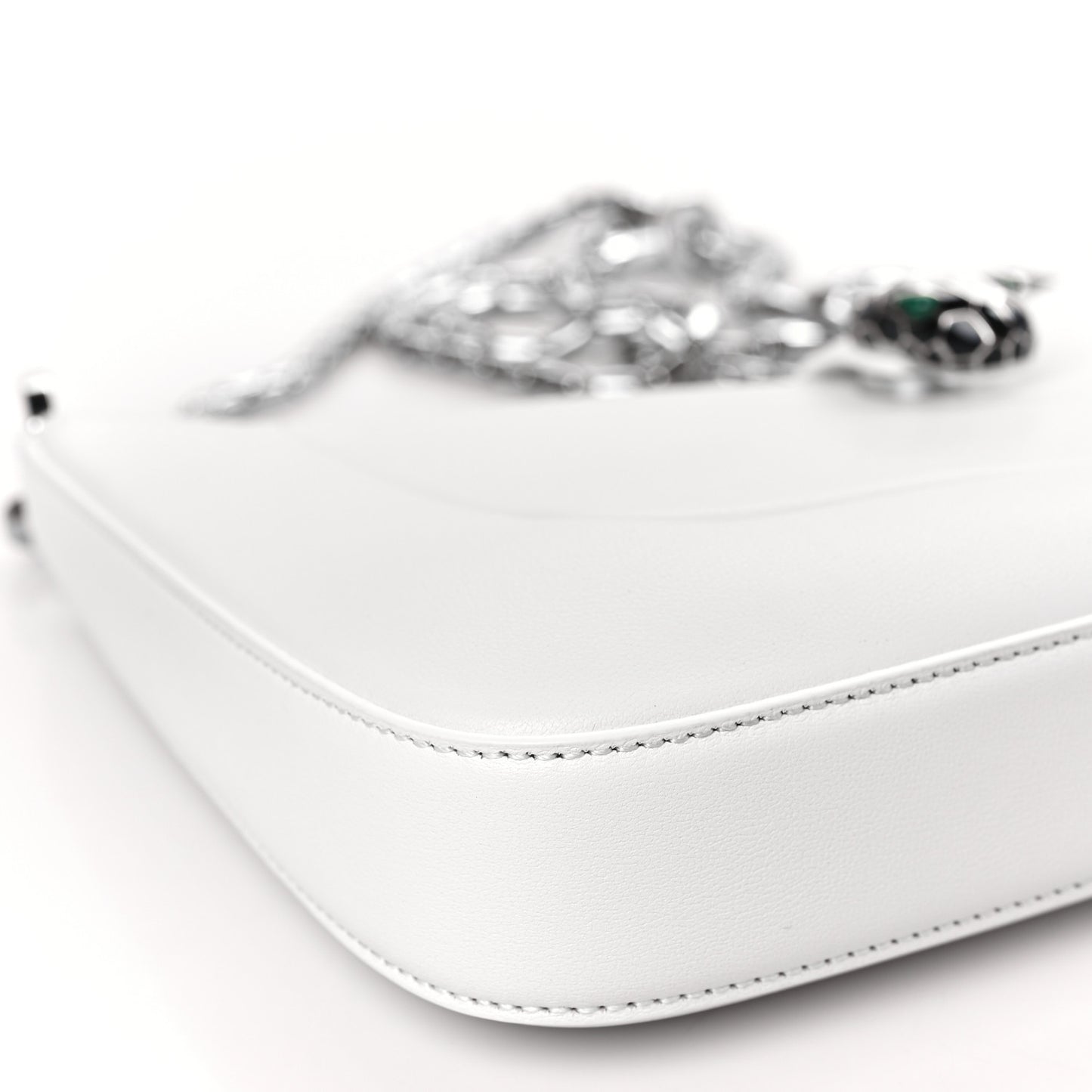 Calfskin Serpenti Baia Shoulder Bag White