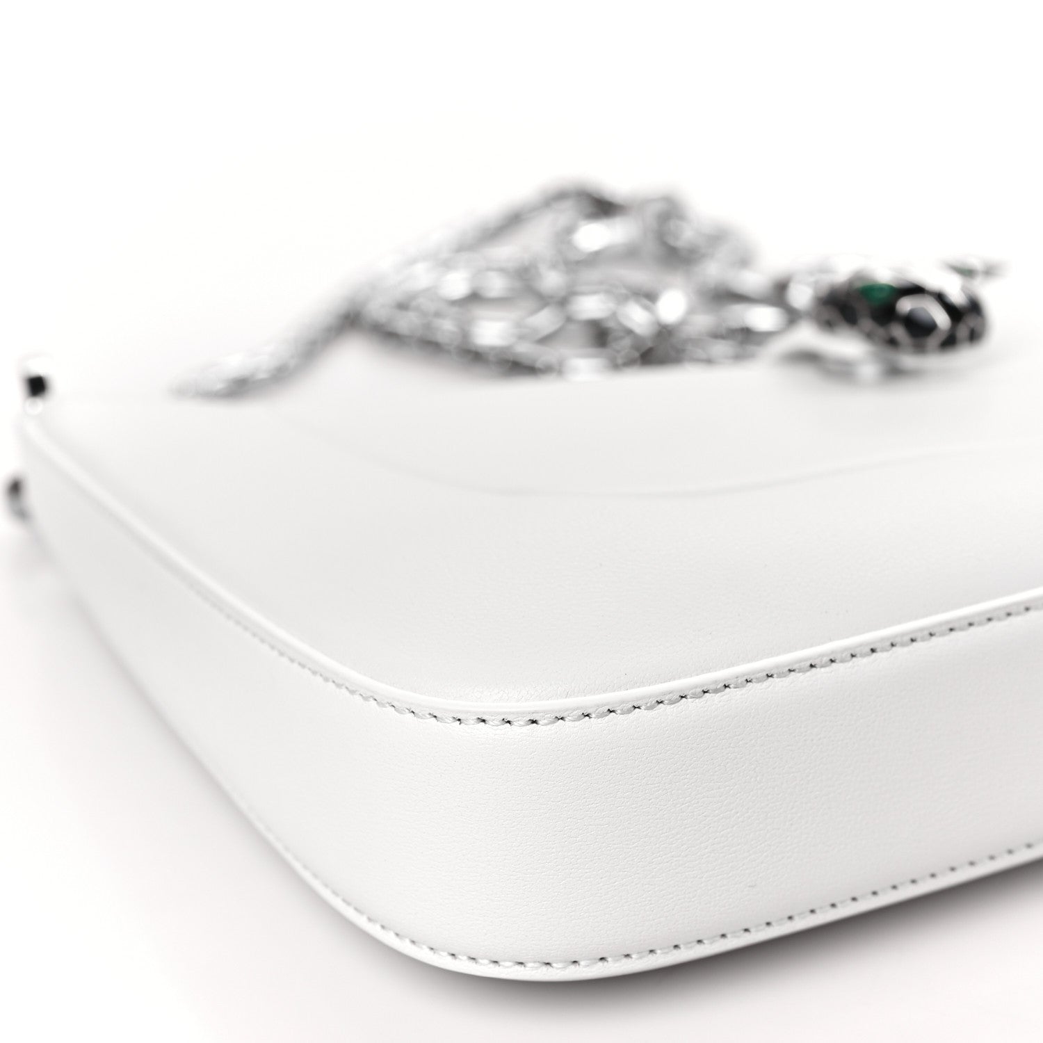 Bulgari Calfskin Serpenti Baia Shoulder Bag White 7 of 8