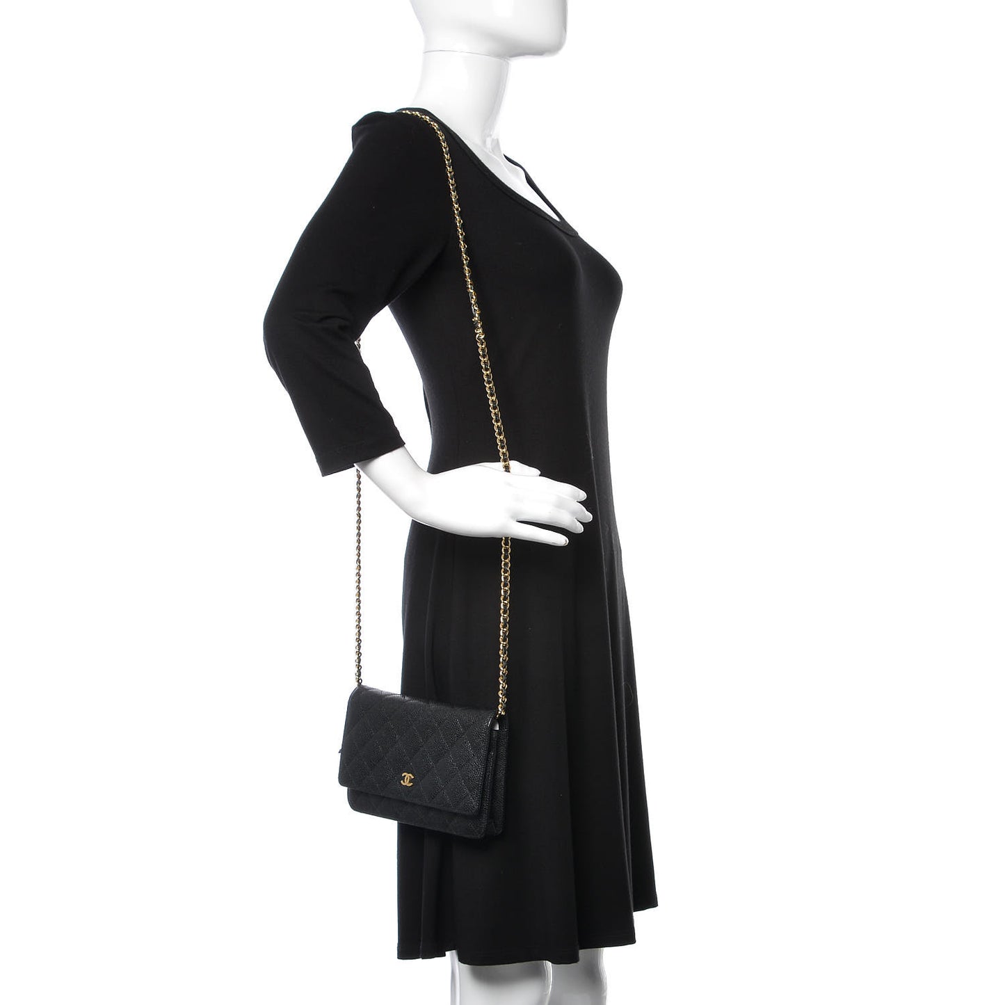 Caviar Quilted Wallet On Chain WOC Black