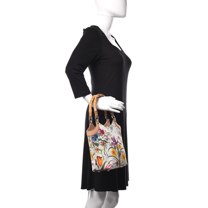 Gucci Canvas Floral Flora Bamboo Handle Bag White 2 of 19
