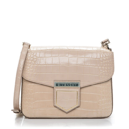 Givenchy Calfskin Crocodile Embossed Small Nobile Shoulder Bag Nude Pink 1 of 6