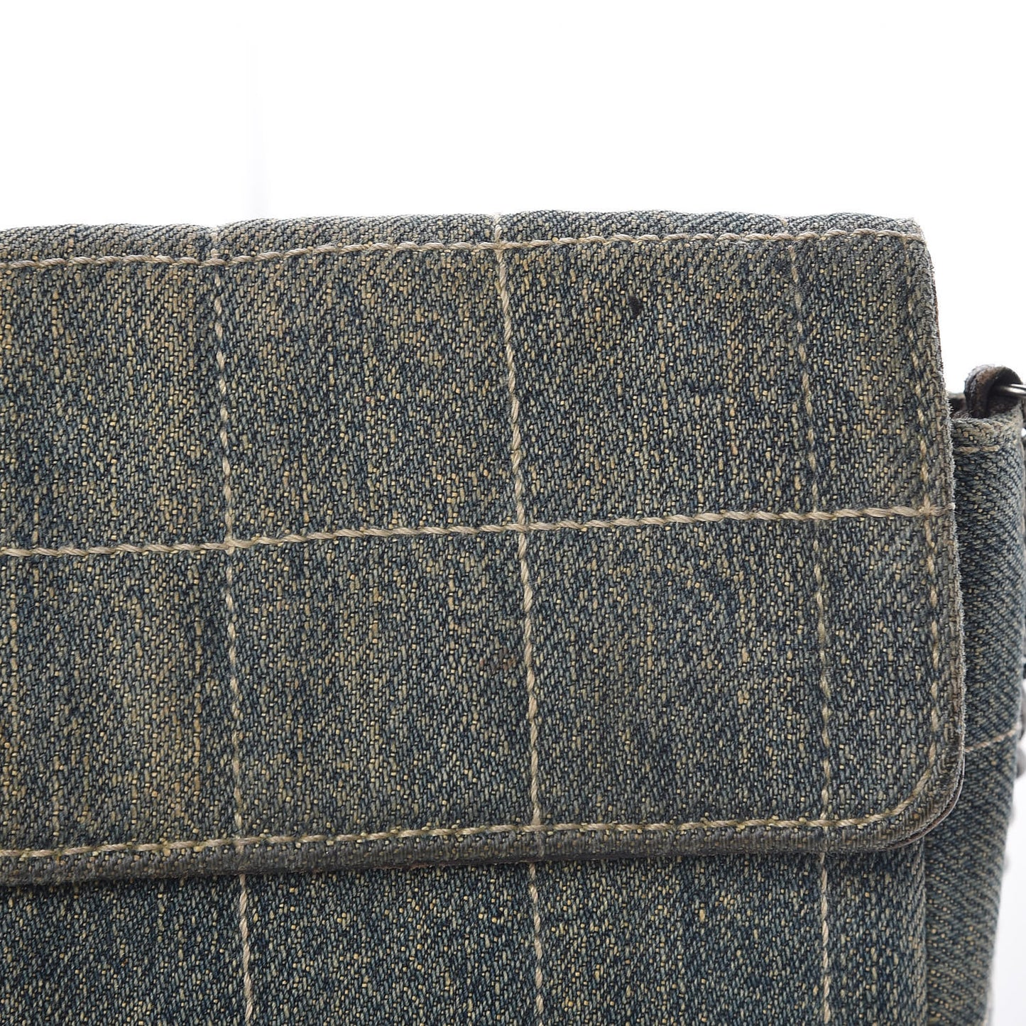 Denim Chocolate Bar Quilted East West Flap