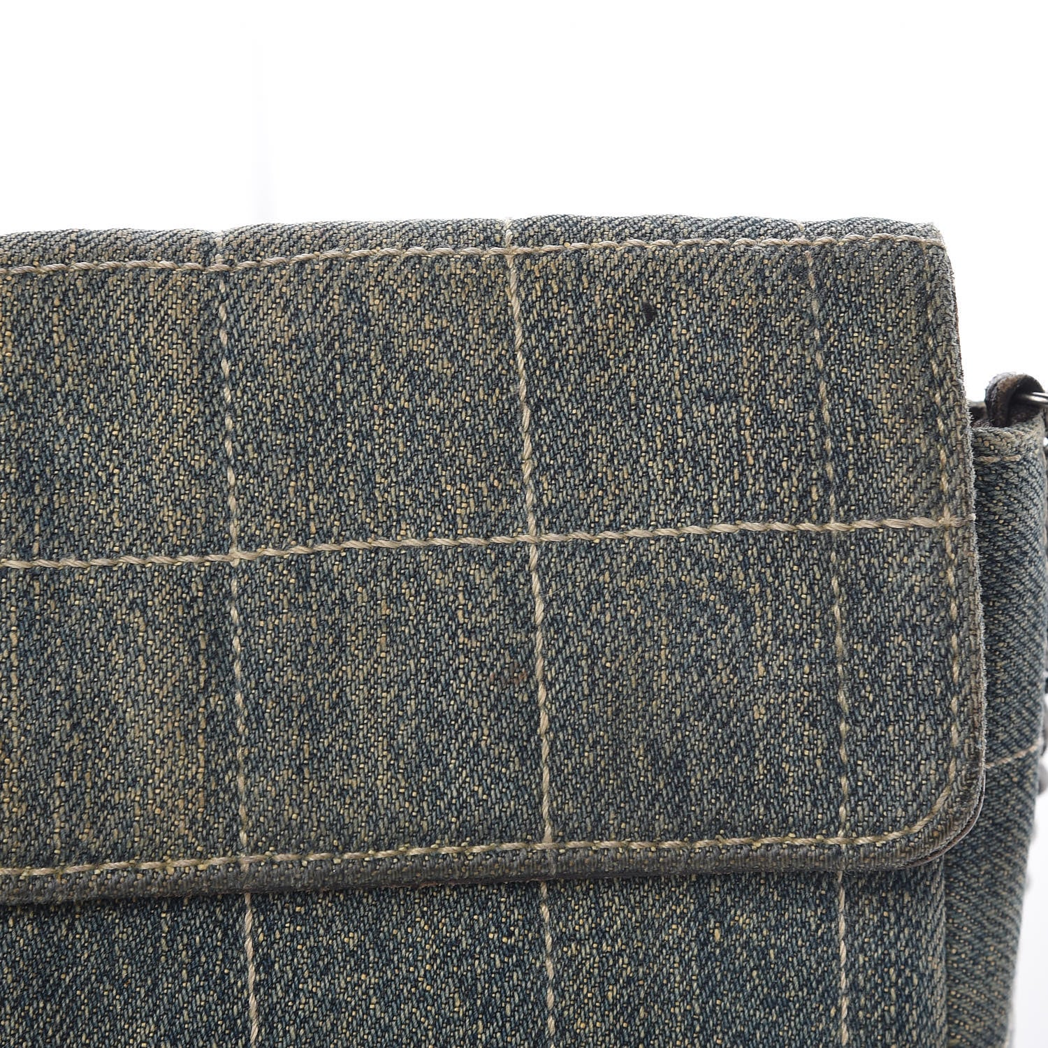 Chanel Denim Chocolate Bar Quilted East West Flap 10 of 15