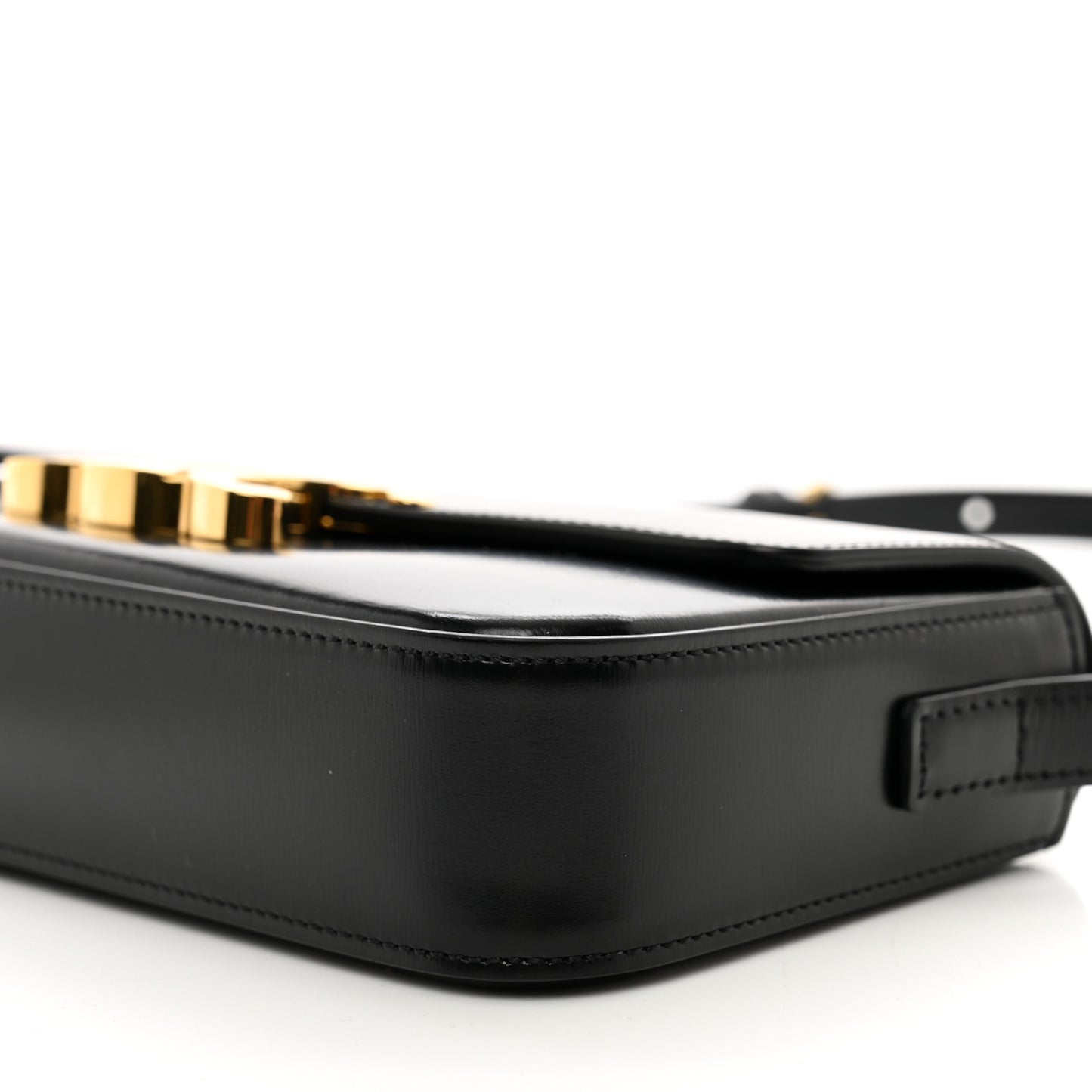 Shiny Calfskin Triomphe Shoulder Bag Black