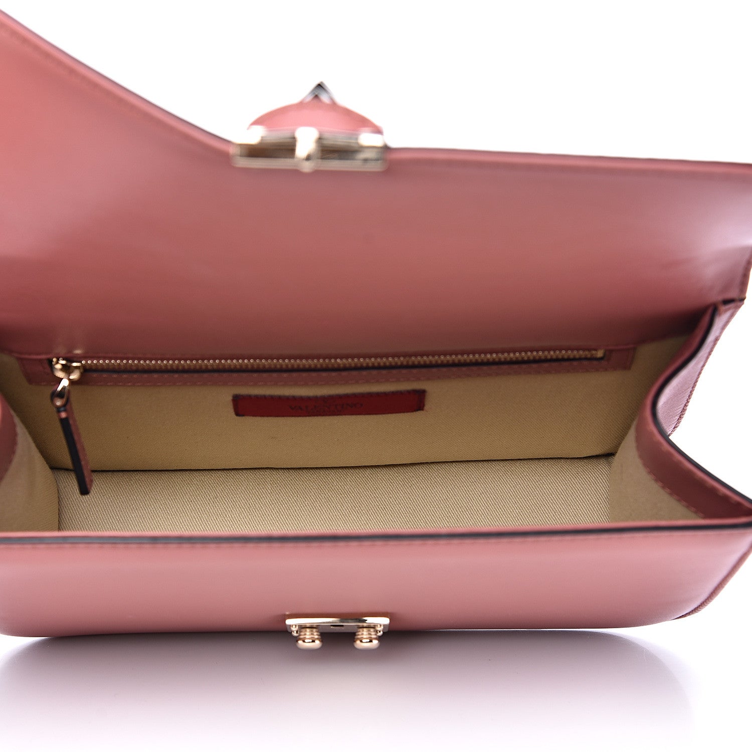 Valentino Garavani Vitello Medium Glam Lock Rockstud Flap Antique Rose 4 of 9