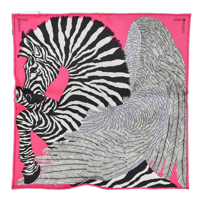 Hermes Silk Carre Zebra Pegasus Nano Scarf 20 Rose Bonbon Black White 1 of 4