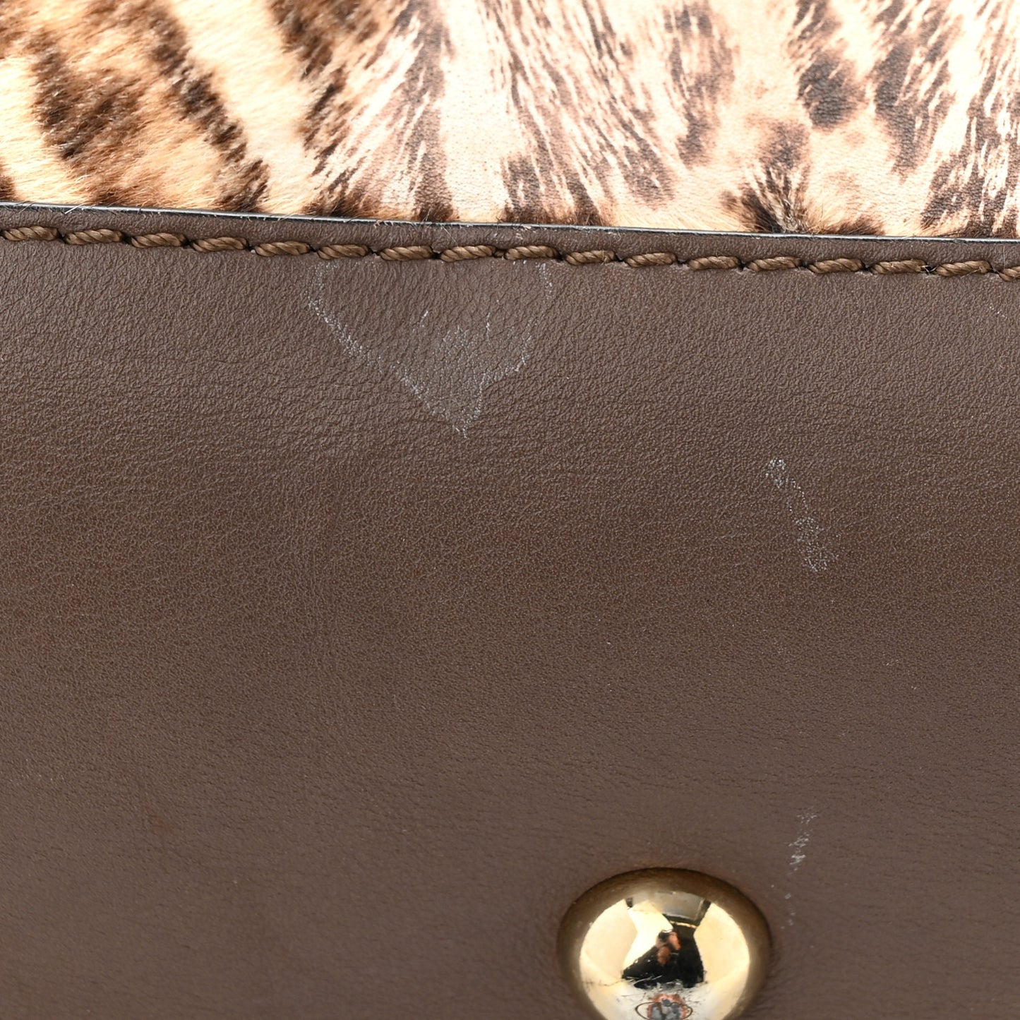 Calf Hair Cavallino Animal Rockstud Dome Satchel Leopard