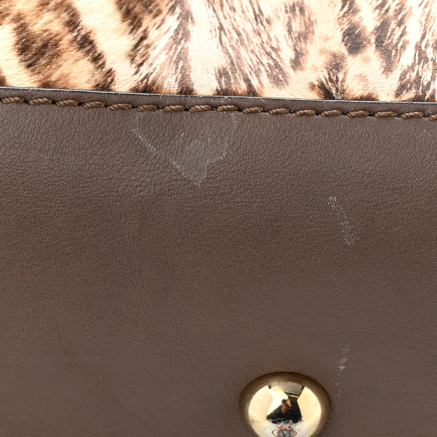 Valentino Garavani Calf Hair Cavallino Animal Rockstud Dome Satchel Leopard 14 of 17