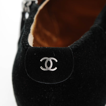 Chanel Velvet Suede Charm Chain Short Boots 35.5 Black 5 of 8