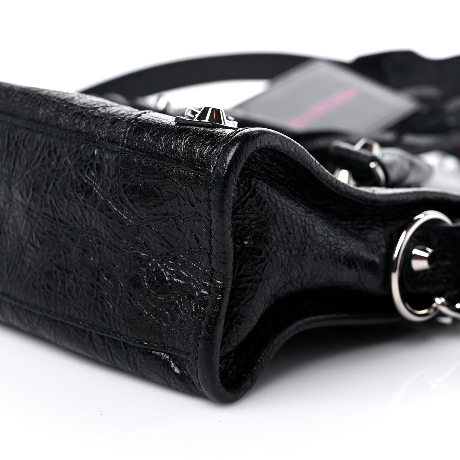 Balenciaga Agneau Classic Silver Hardware City Logo Strap Black Red 8 of 8