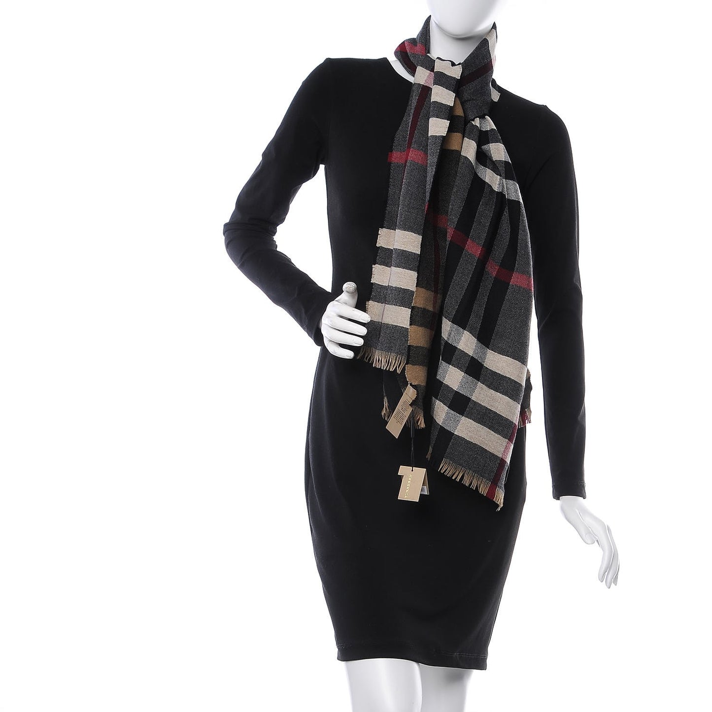 Wool Giant Check Scarf Black