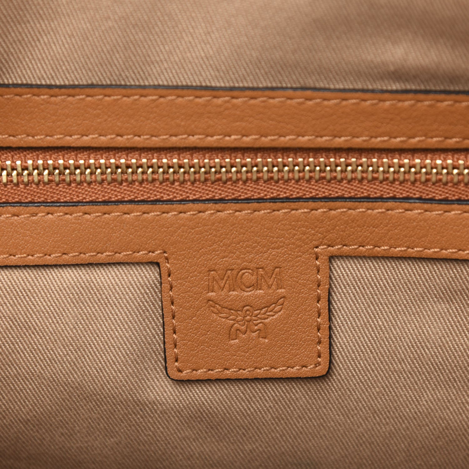 MCM Visetos Medium Half Moon Tote Cognac 6 of 8
