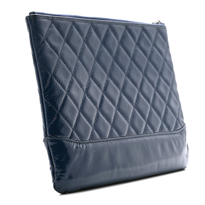 Chanel Patent Goatskin Quilted Medium Gabrielle Cosmetic Case Dark Blue 3 of 9