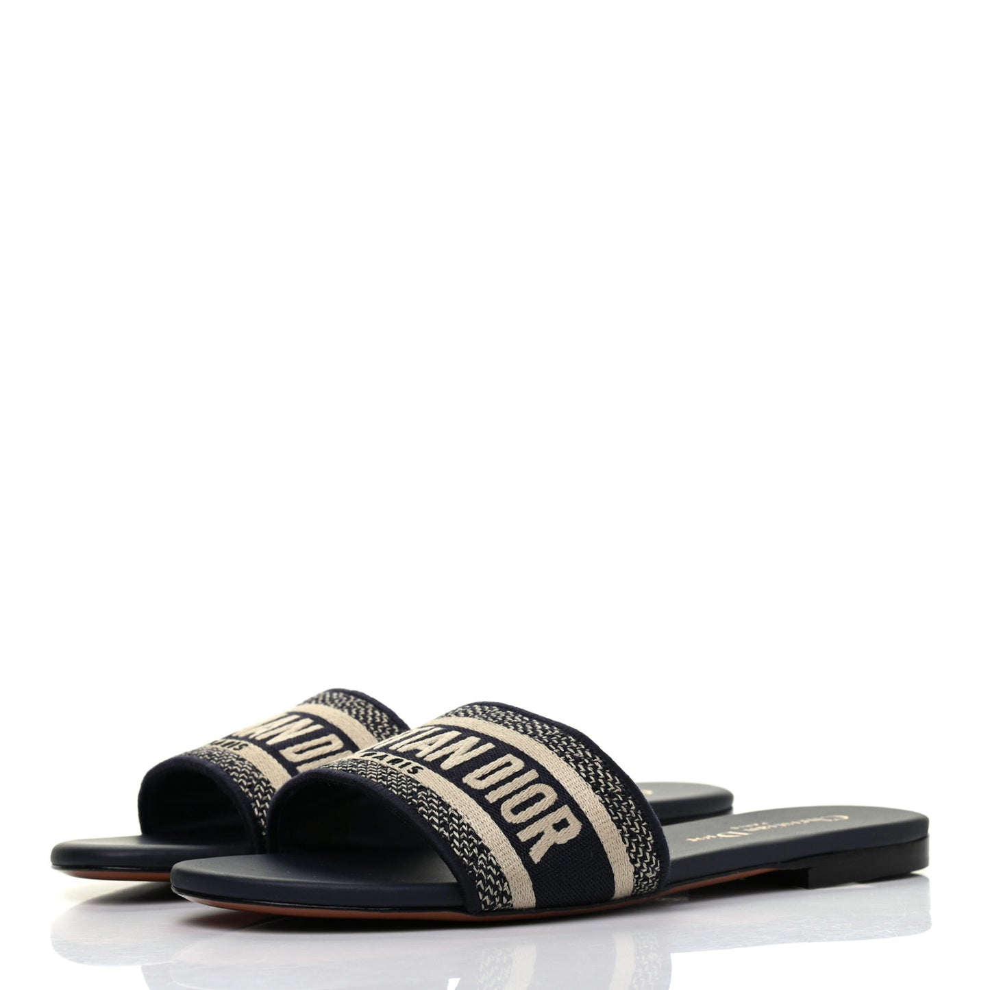 Canvas Embroidered Dway Mules Slide Sandals 38 Deep Blue