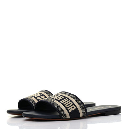 Christian Dior Canvas Embroidered Dway Mules Slide Sandals 38 Deep Blue 3 of 9