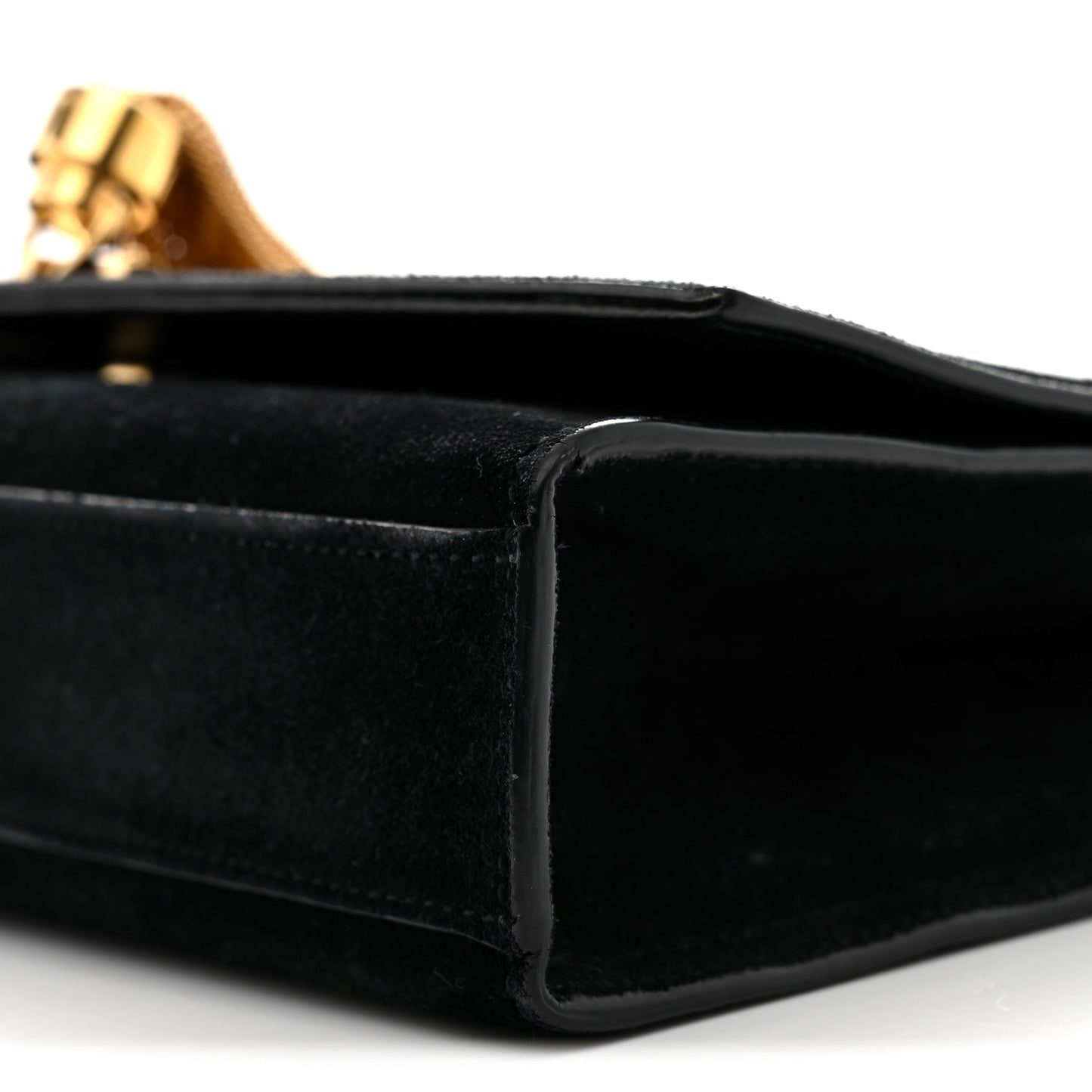 Suede Medium Classic Monogram Kate Tassel Satchel Black