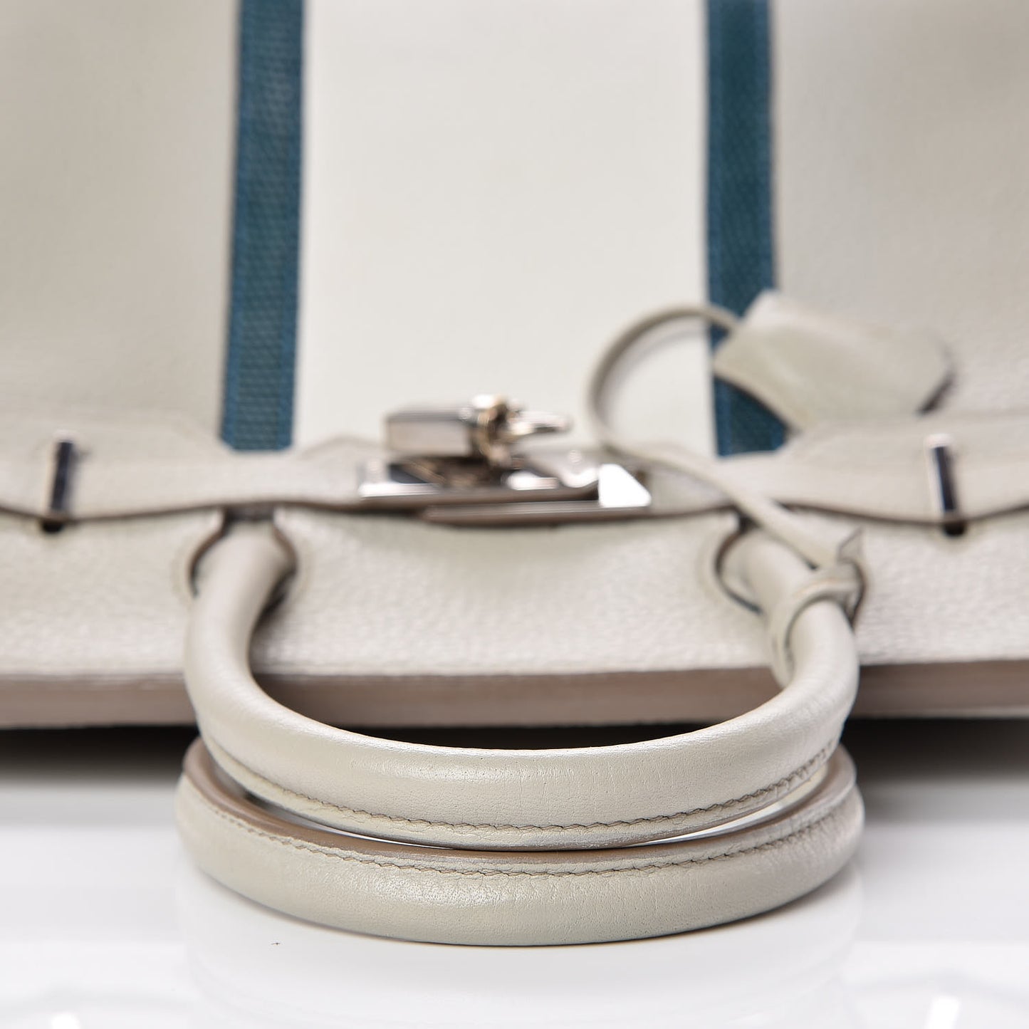 Taurillon Clemence Lizard Club Birkin 30 Gris Perle White Mykonos