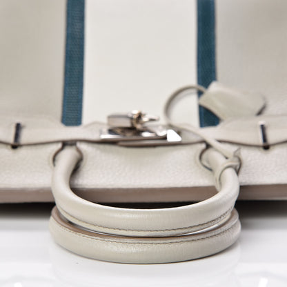 Hermes Taurillon Clemence Lizard Club Birkin 30 Gris Perle White Mykonos 8 of 38