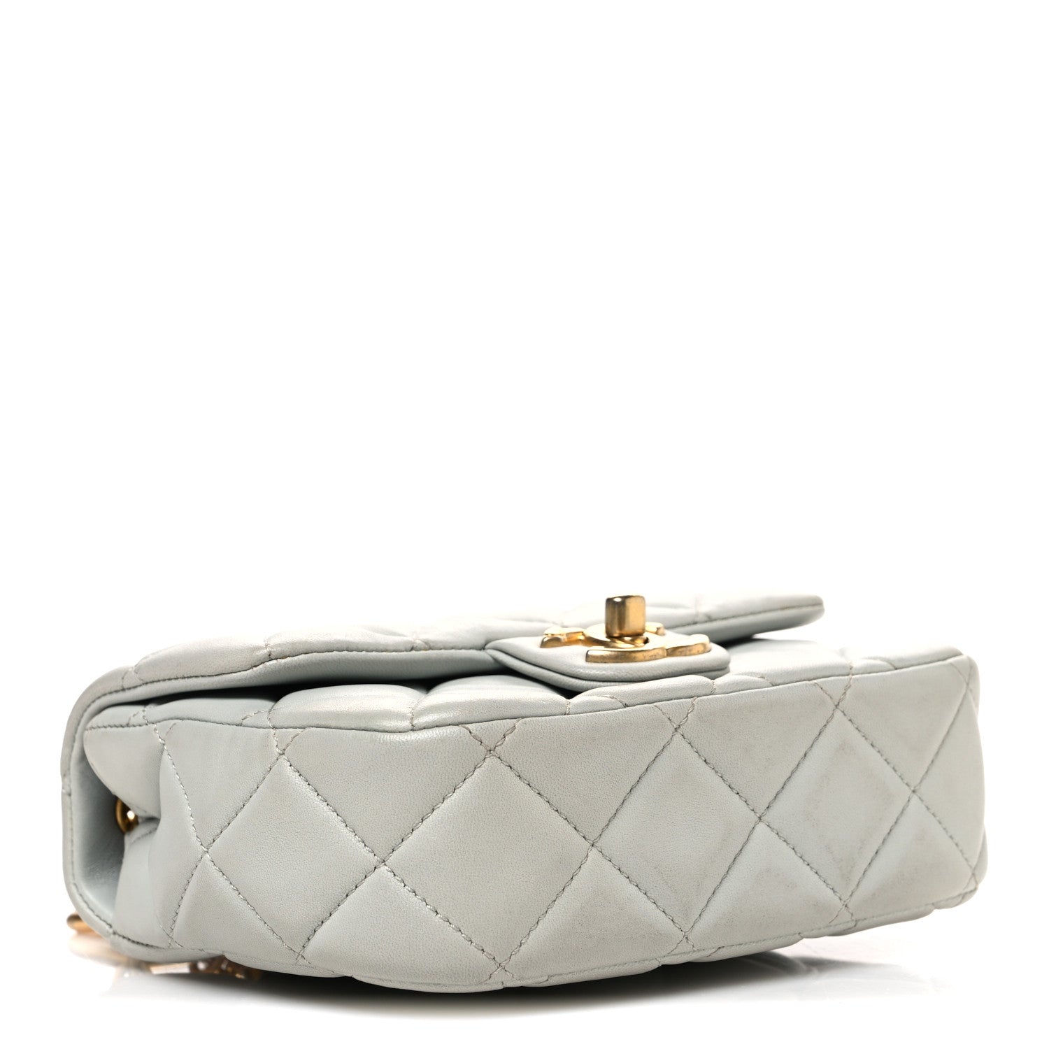 Chanel Lambskin Enamel Pearl Quilted Mini Charm Me Square Flap Light Blue 4 of 10