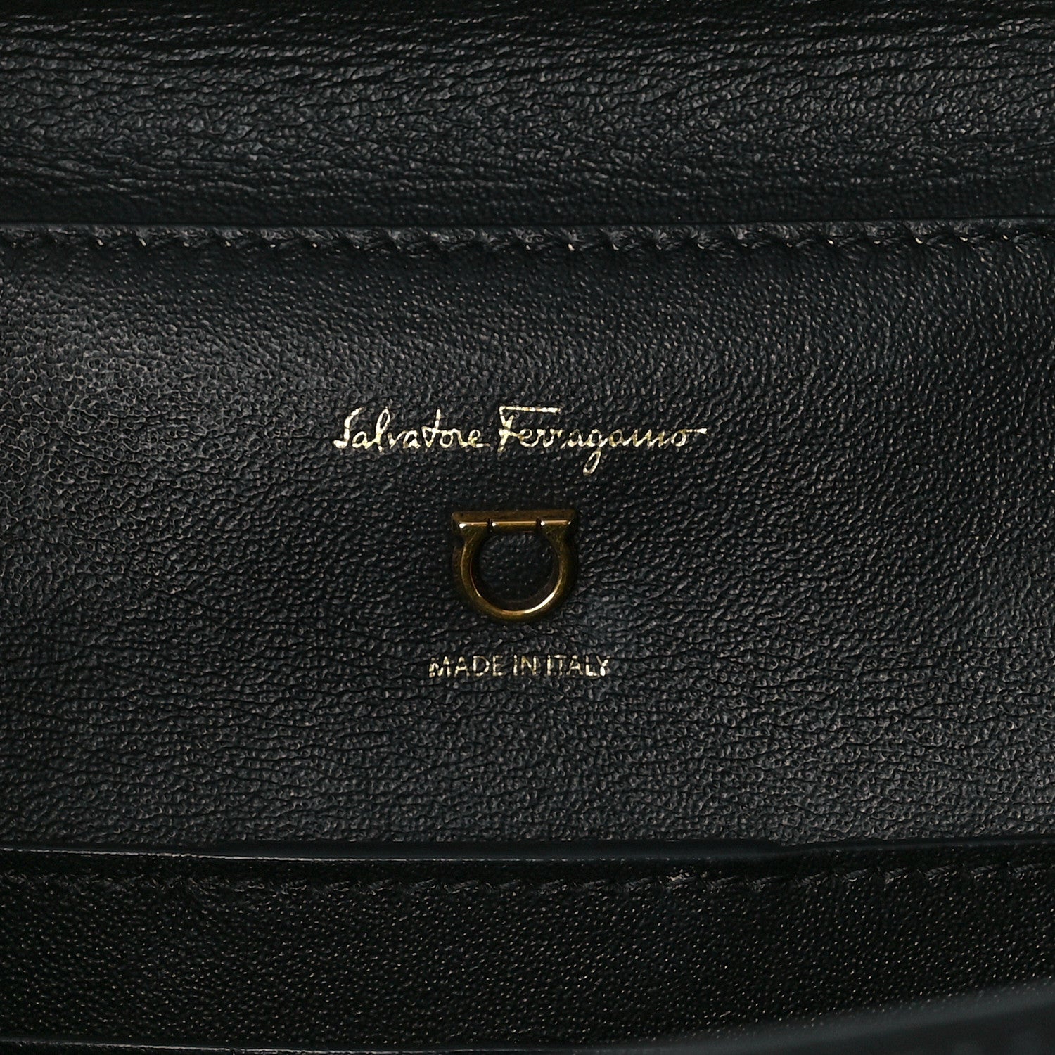 Salvatore Ferragamo Calfskin Trifolio Top Handle Bag Black 10 of 11